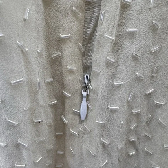 Vintage 1980s Silk Beaded Art Deco Maxi Gown Formal Evening Dress Size M - Picture 9 of 11